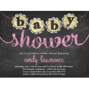 Baby Shower Invitations, Chalkboard Shower Pink, Paper So Pretty